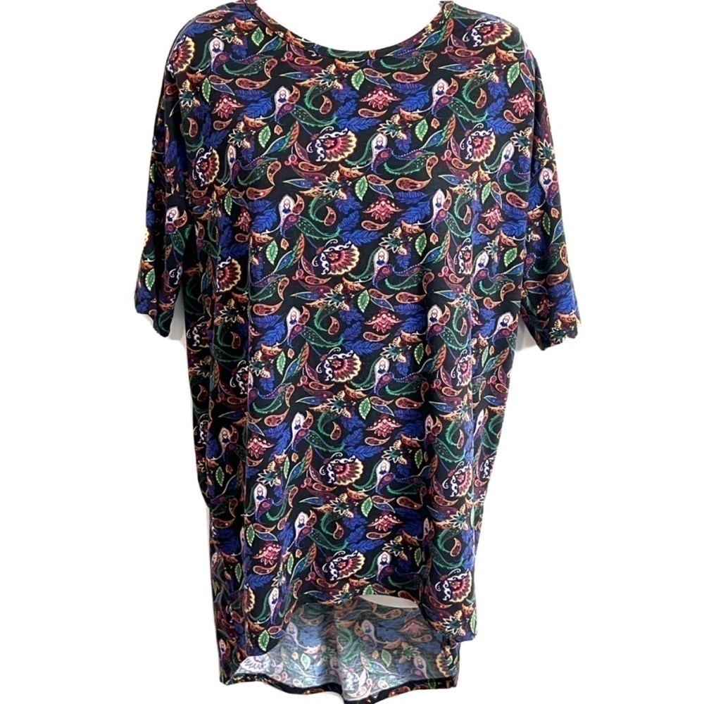 Lularoe Carley hi low short sleeve paisley mini dress scoop neck xs